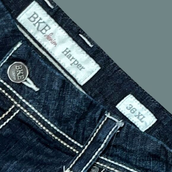 Dark Wash BKE Harper Bootcut Jeans Size 36 XL 36x35 #85 - Picture 3 of 6